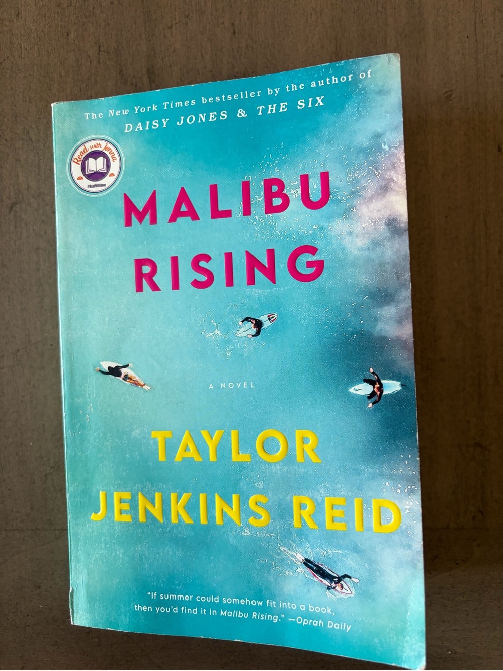 Malibu Rising by Taylor Jenkins Reid - Turquoise & Yellow Cover